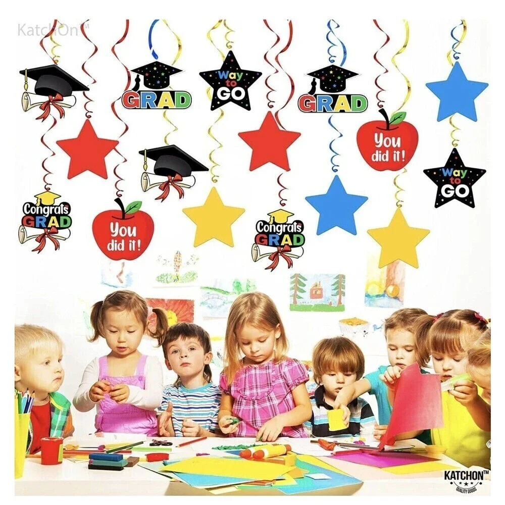 Kindergarten Graduation Hanging Swirls Party Decorations -Preschool 25 CT